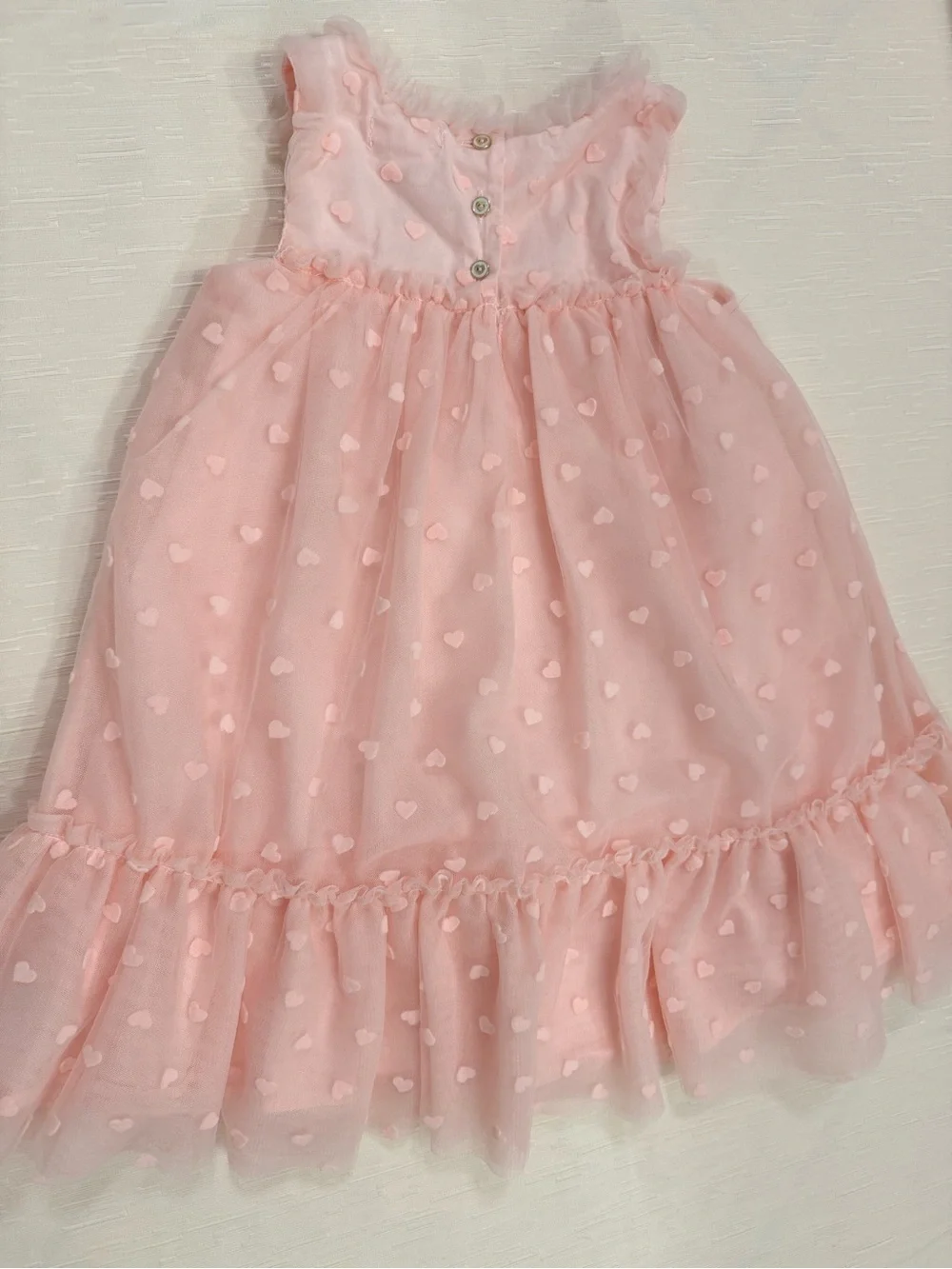 Isaac Mizrahi Girls Pink Swiss Dot Heart Tulle Dress Size 5T EUC